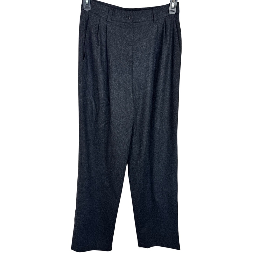 J Crew High Rise Pleated 100% Merino Wool Gray Trouser Pants Size 12